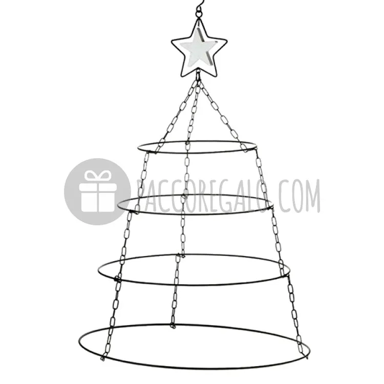 Chandelier in metallo a quattro livelli "albero di Natale" NERO