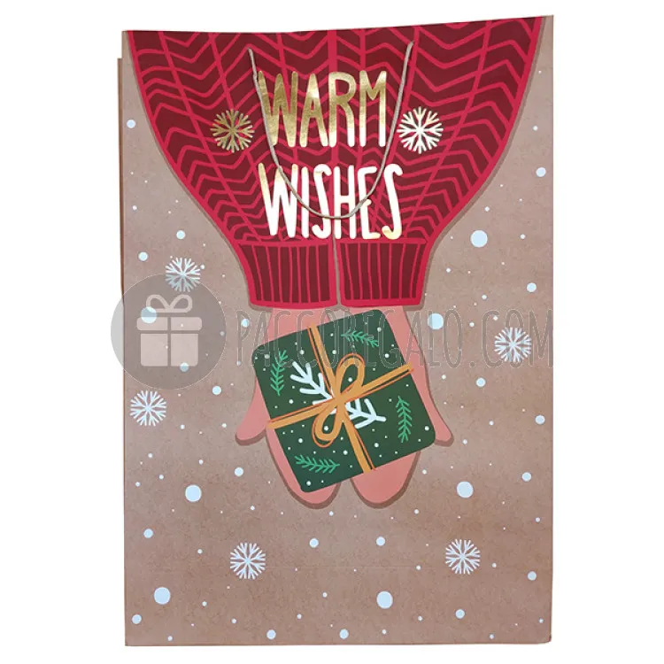 Mega shopper natalizia "Warm wishes" (cm 50 x 73)