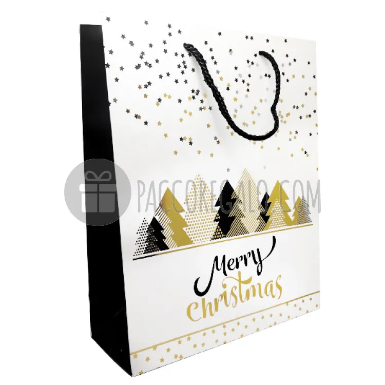 Shopper  Black & Gold "Merry Christmas" con stampa gold foil (cm 32 x 26)
