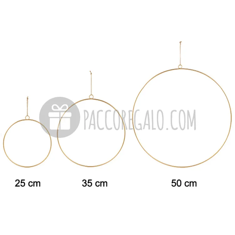 Set 3 Cerchi metallici oro satinato (25/35/50cm)