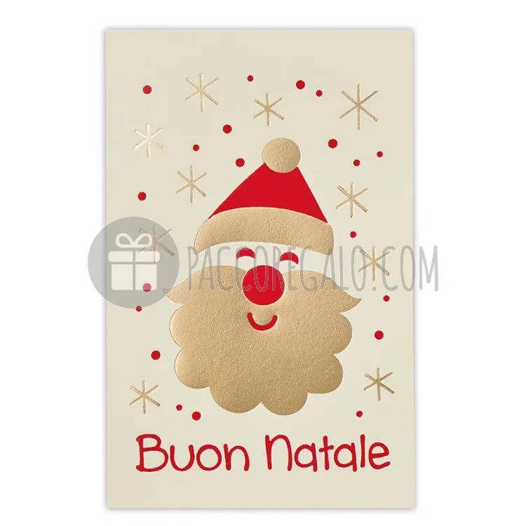 Biglietto augurale natalizio doppio con busta "Babbo Natale" avorio (cm 9 x 14 FR9)