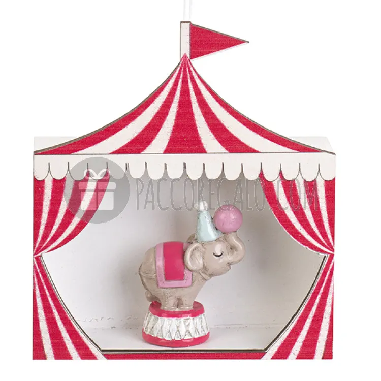 Decorazione Circo vintage "Tendone con Elefantino" (cm 5,5x7,5)