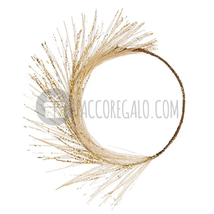 Decorazione "Cerchio Pampas" oro glitter (cm7)