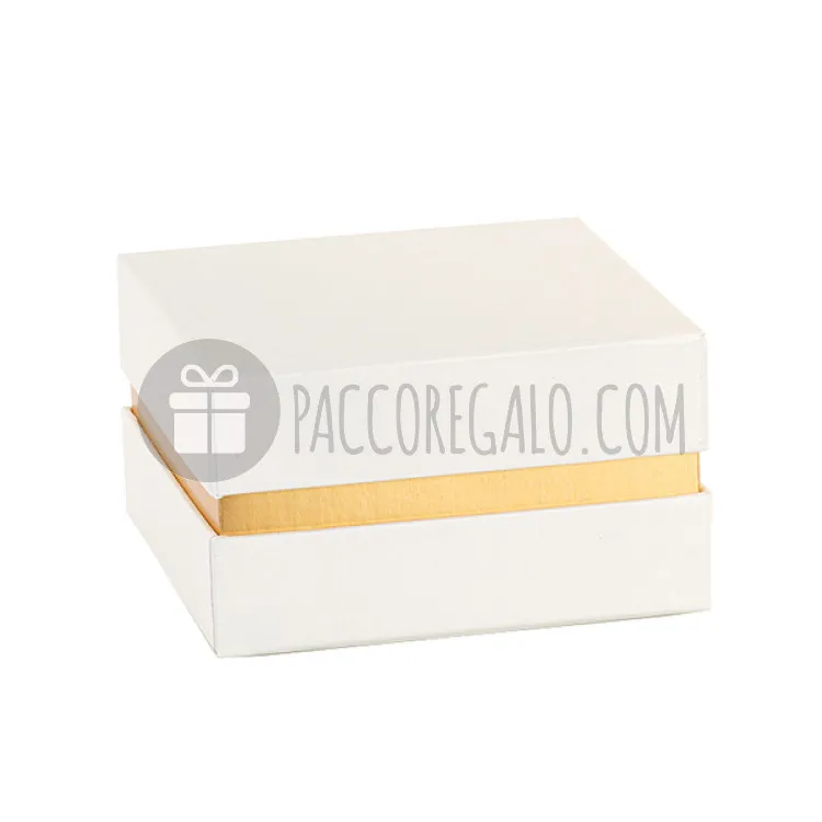 Scatola degustazione confetti avorio e oro Small (cm 12x12x7)