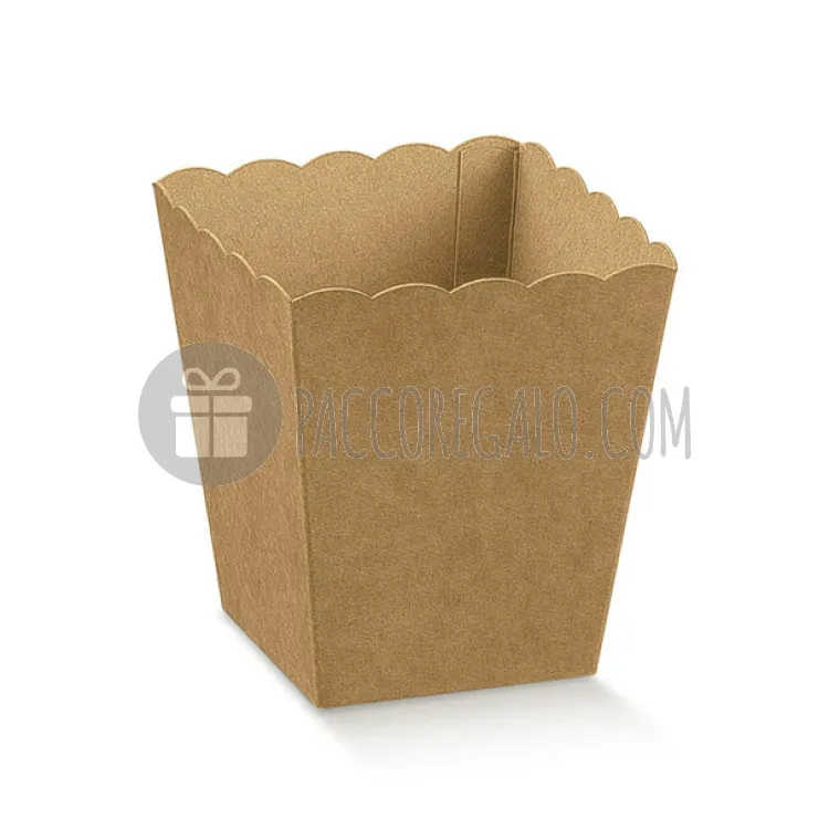Party box AVANA LISCIO in cartoncino con bordo smerlato - cm 7x7x11