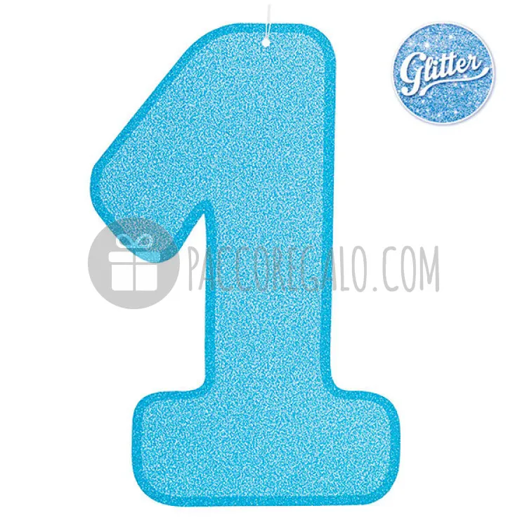 Numero 1 Azzurro in carta glitterata-31