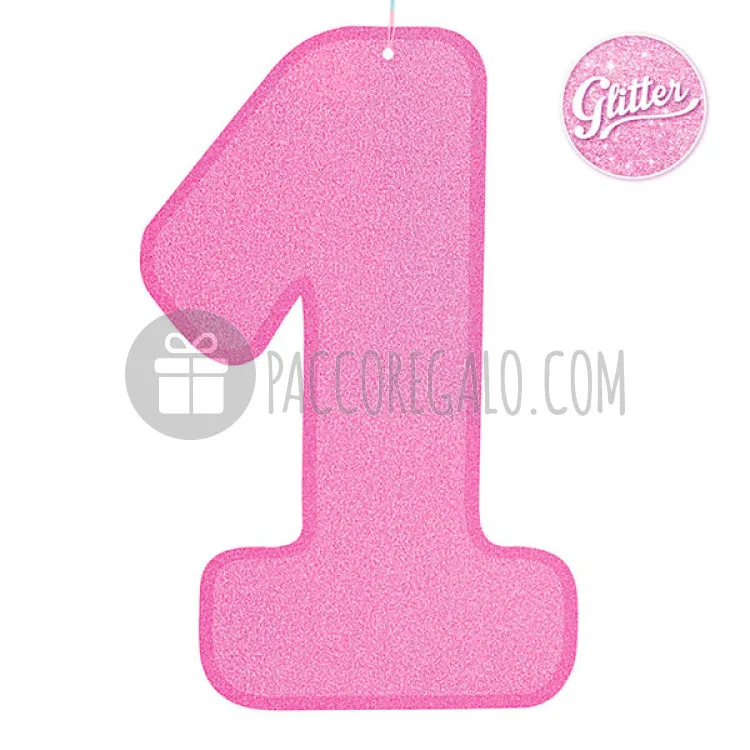Numero 1 Rosa in carta glitterata-32