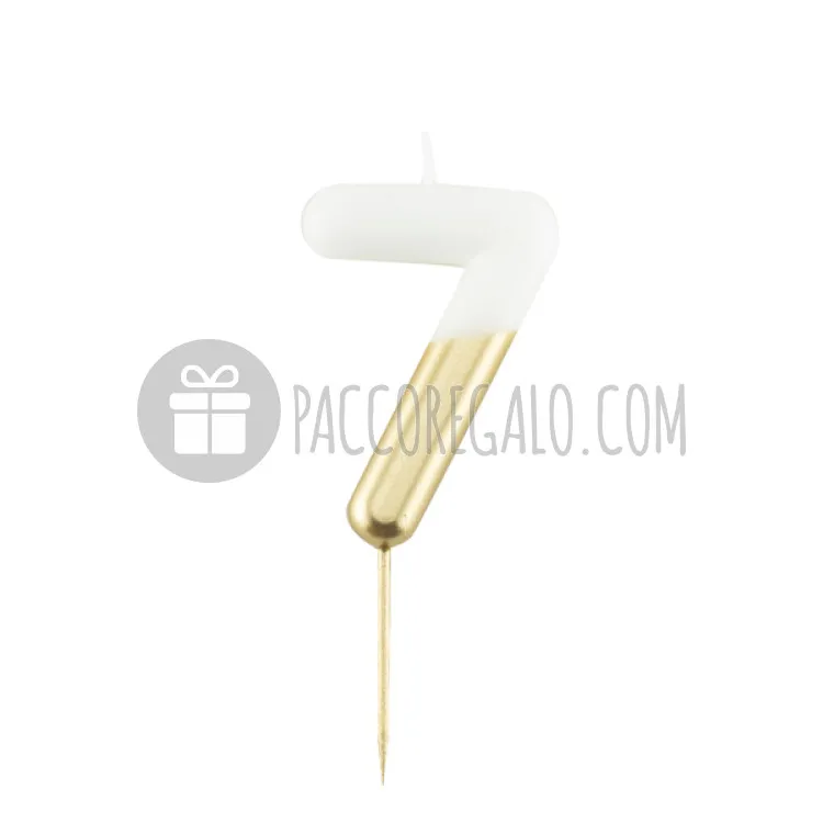 Candelina numerale Bicolore oro e bianco - N 7 (cm 10,5)
