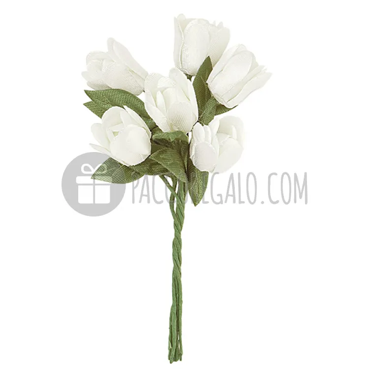 Decorazione pick Tulipano bianco (6 fiori)