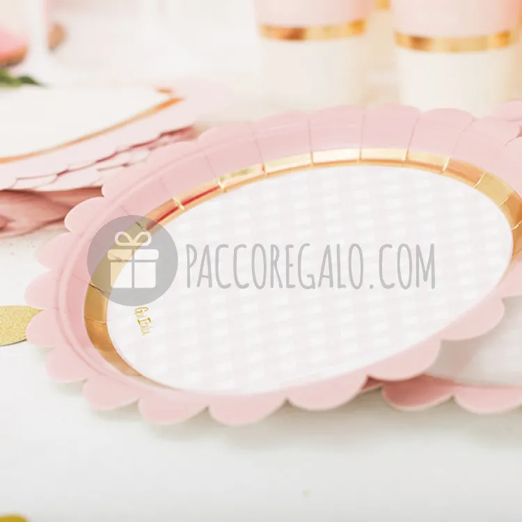 Piatti in carta tondo Baby Chic rosa - 8pz (ø 18 cm) 