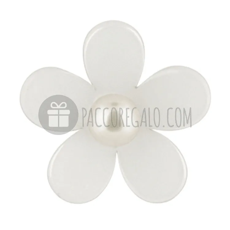 Fiore a 5 petali in plastica con perla (12pz)