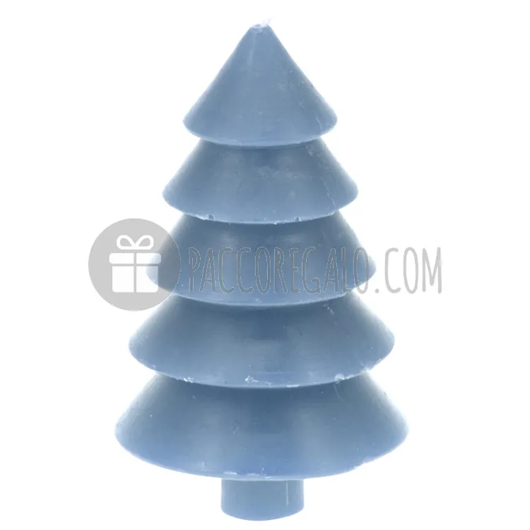 Candela in cera "Albero di Natale" Azzurra (cm 12)