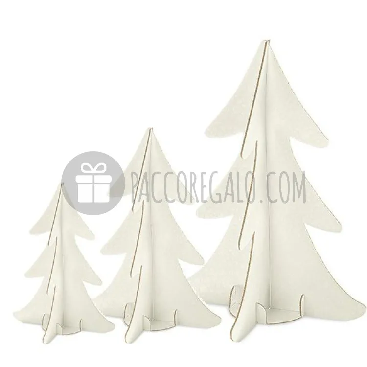 Albero di Natale decorativo in cartone finitura Sfere Bianche (3 misure)