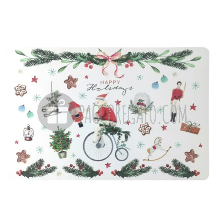 Tovaglietta in PP Orso bici "Happy Holidays" (cm 43 x 28)