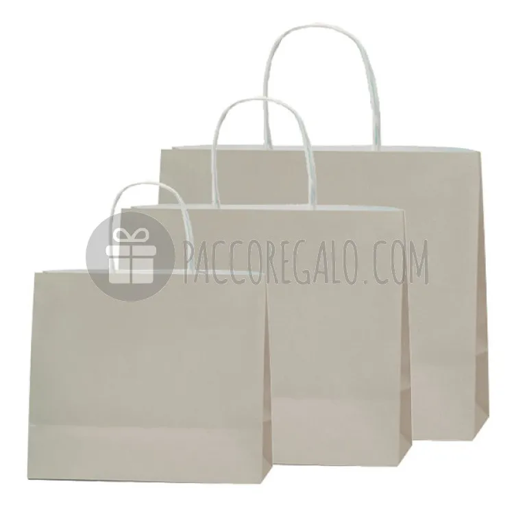 Shopper in carta con manico ritorto - Formato orizzontale "VALIGETTA" TORTORA (50pz)