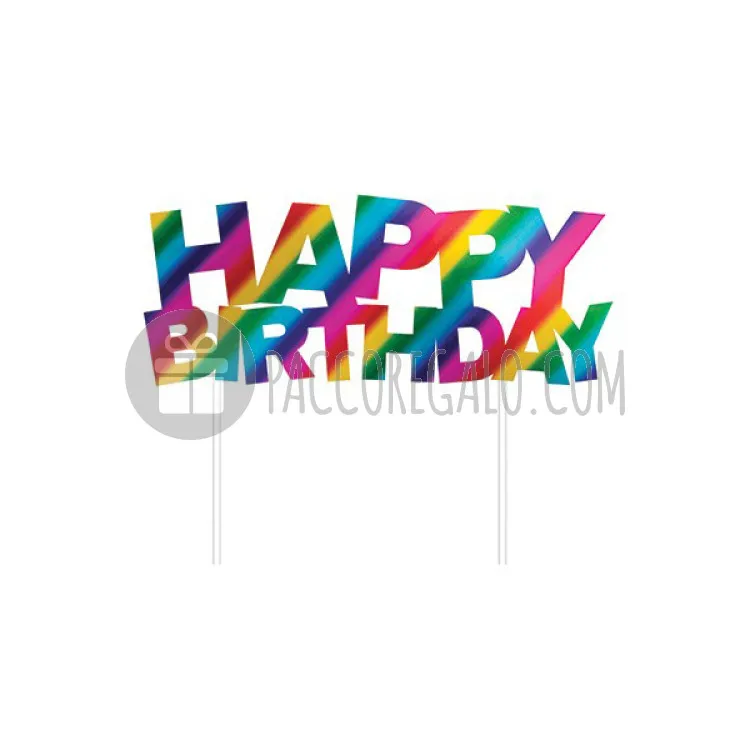 Cake topper "Happy birthday" Rainbow reflection