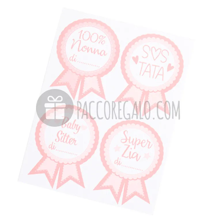 Set di coccarde adesive "BABY SHOWER GIRL" (8 pz)