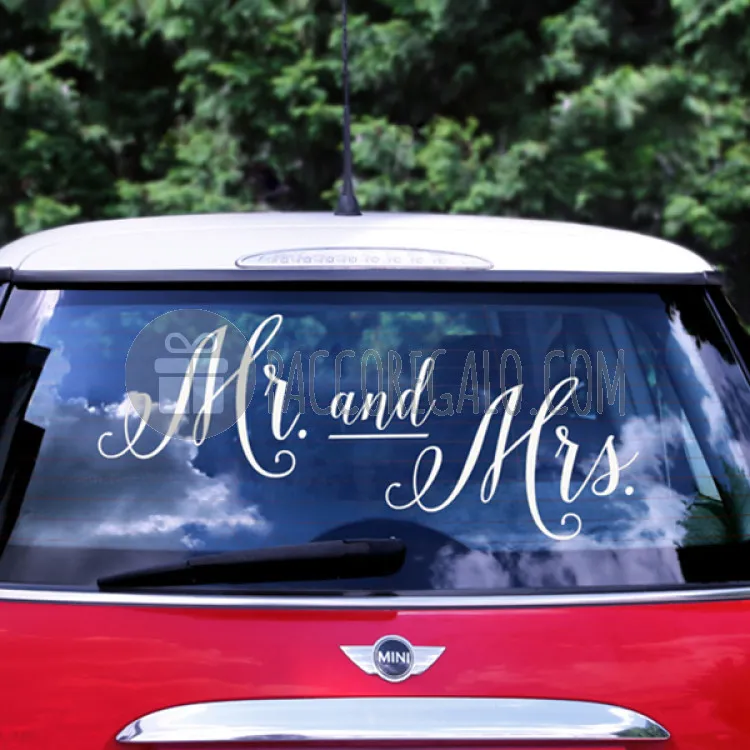 Sticker per Auto "Mr and Mrs" cm 33x45-31