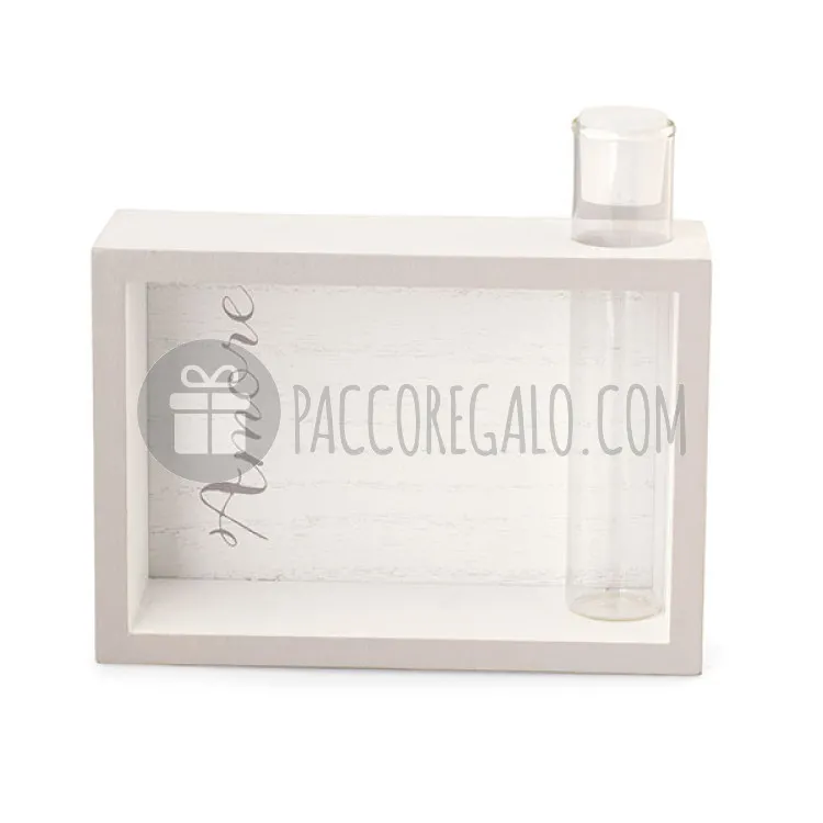 Cornice decorativa "Amore" con fialetta in vetro - cm 18 x 6 x 12,5 (completa di shopper box) 