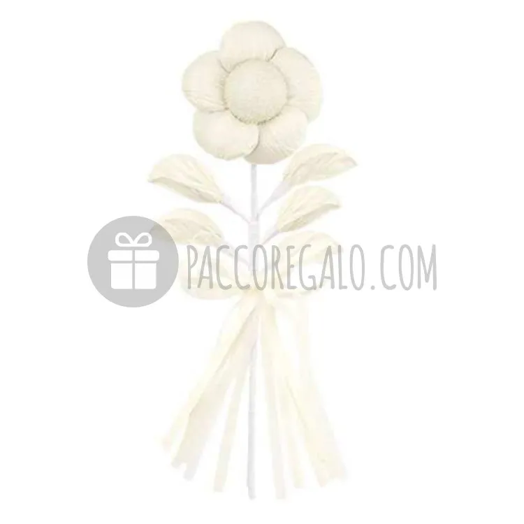 Fiore Avorio imbottito con racchette portaconfetti (cm 31)