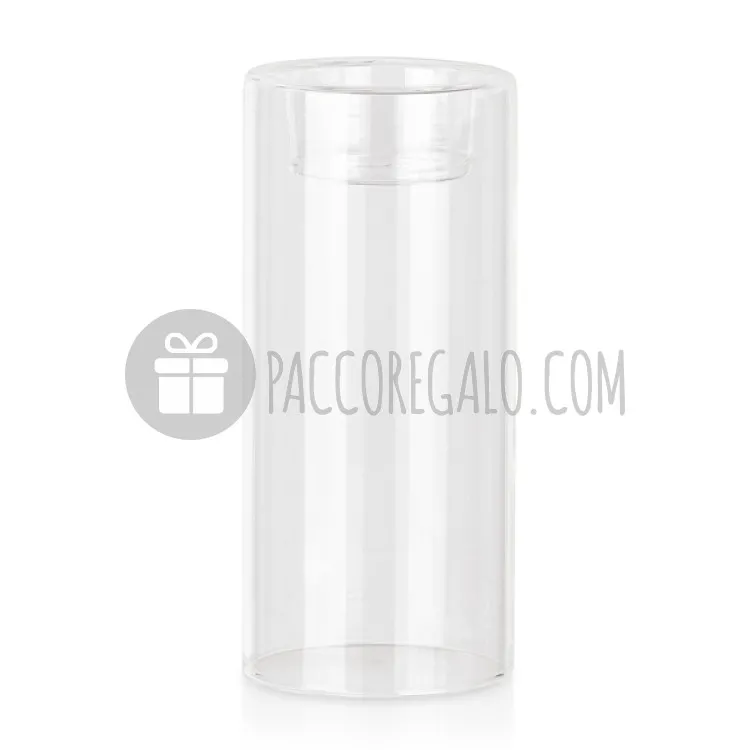 Porta Tea light in vetro trasparente  (cm 14 x ø 6,5) 