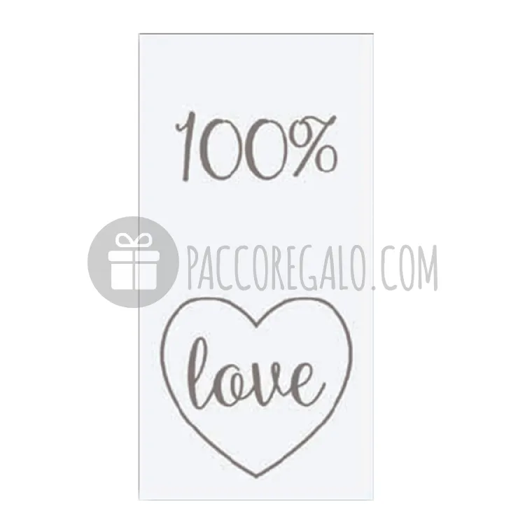 Etichette in foglio in carta bianca "100% LOVE"