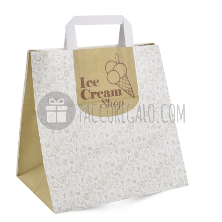 Shoppers in carta Take away "Ice cream shop" - Gelatini (cm 26+17,5x26) - 25 pz