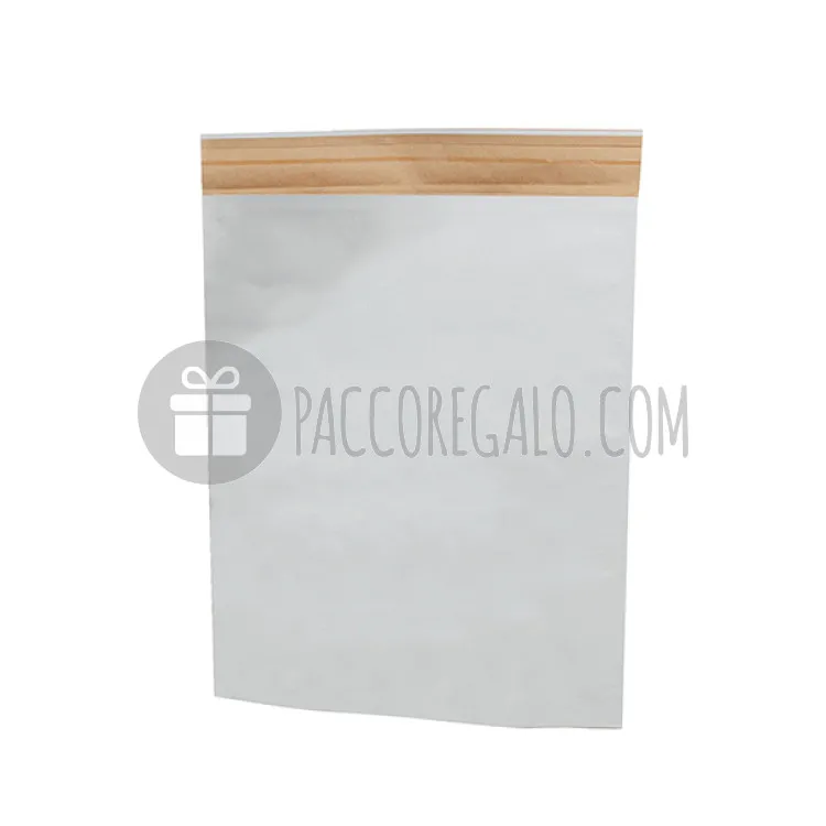 Busta regalo in carta tortora con patella adesiva (cm 27,5 x 31 + 5) 