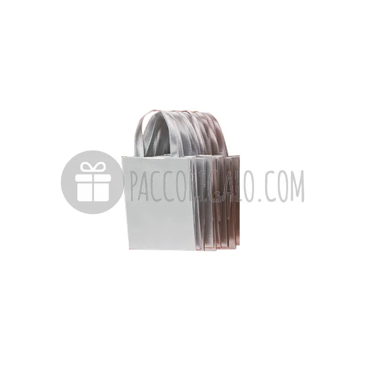 Mini Sacchetto in carta perlata ARGENTO (cm 5,5 + 4 x 7)