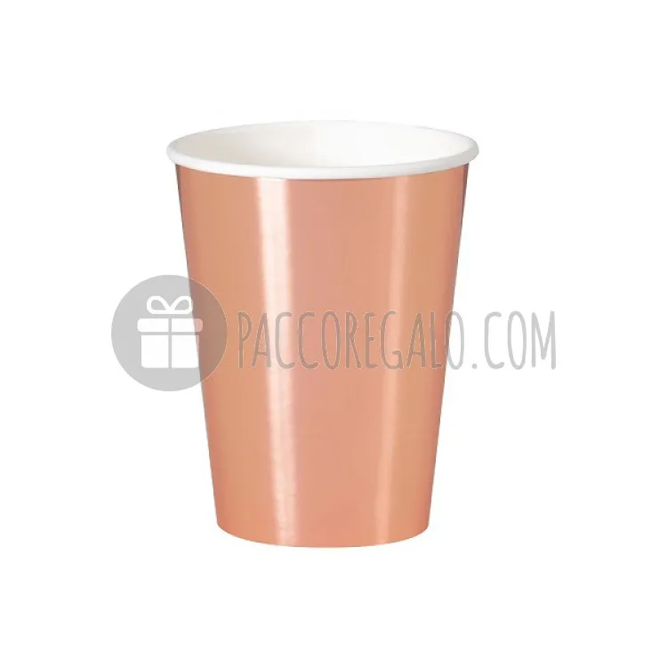 Bicchiere in carta oro rosa (12 oz / 355 ml) _8 pezzi