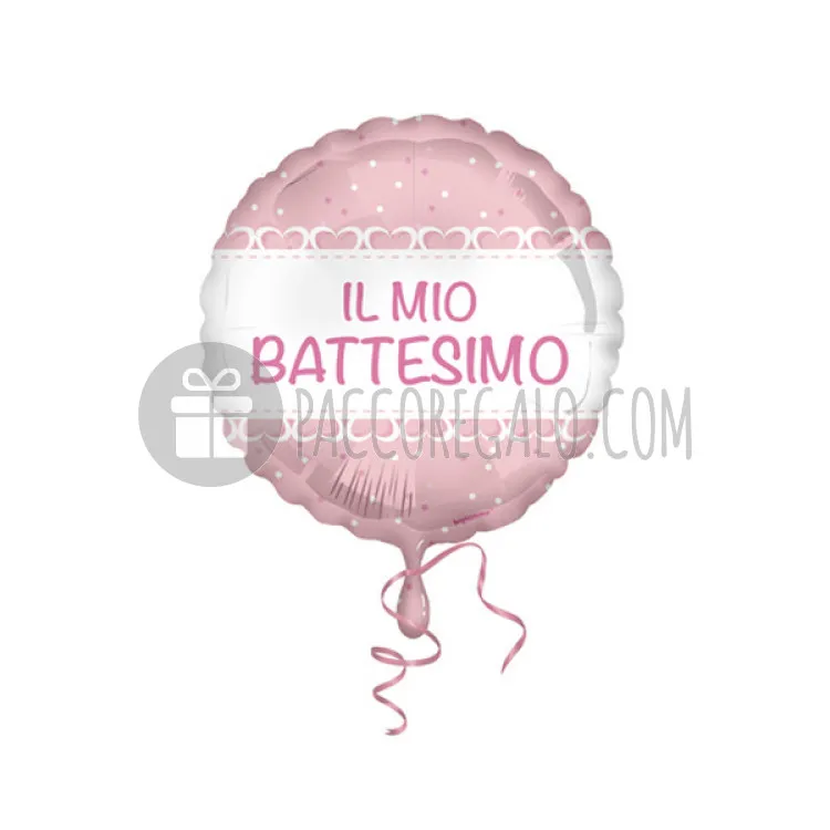 Palloncino tondo il foil IL MIO BATTESIMO rosa _ ø cm 45