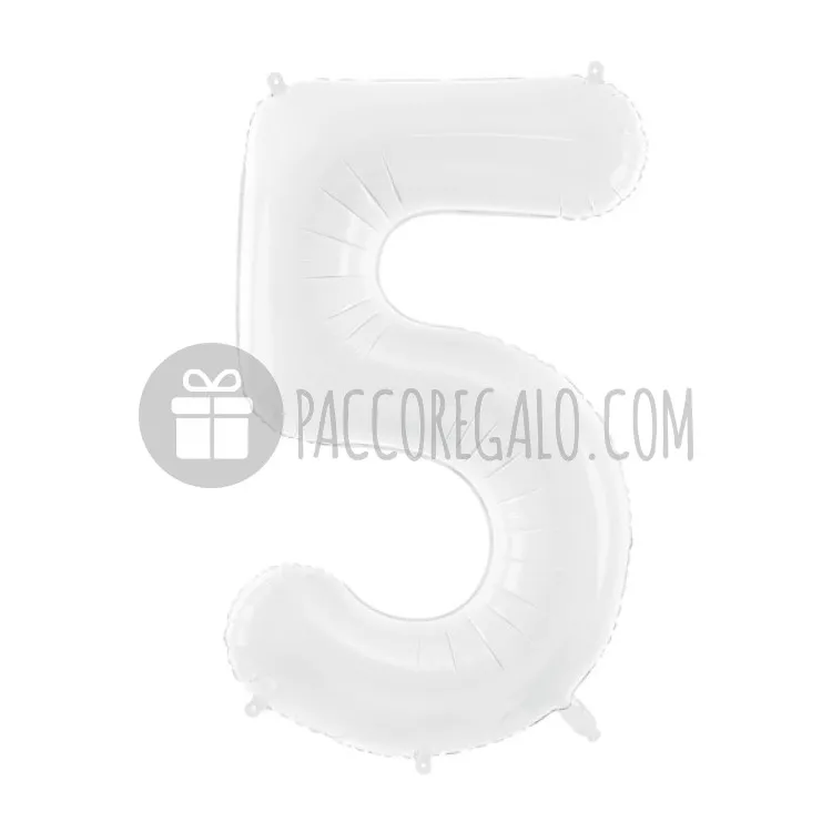 Palloncino Mylar XXL"NUMERO 5" Bianco - cm 86 (34") 