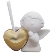 Diffusore Angelo in porcellana con cuore oro + Gift box (cm 12x8x10,5h)