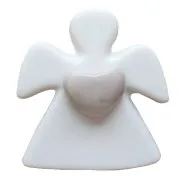 Calamita in ceramica Angelo con cuore tortora (cm 4 x 4,2)