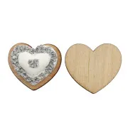 Decorazione "25 argento" cuore in gesso e legno (12pz)