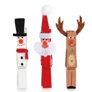 Set mollette in legno natalizie "Personaggi" dettagli in feltro (8pz)