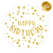 Tovaglioli tondi in carta "Happy birthday" oro - cm 33 (16pz)