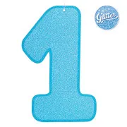 Numero 1 Azzurro in carta glitterata-20