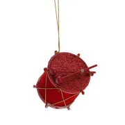 Decorazione da appendere "Tamburino velluto e rosso" (cm 4,5)