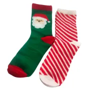 Set 2 paia di calzini natalizi "Babbo e diagonali"