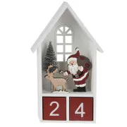  Calendario dell'avvento CASA in legno con Babbo Natale (cm20)