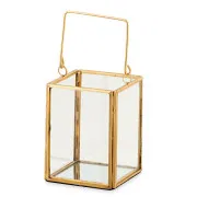 Lanterna in vetro e metallo dorato - 7 x 7 x 9 cm