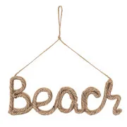 Scritta decorativa BEACH in legno e corda da appendere (cm 29 x 4 x 1,5)