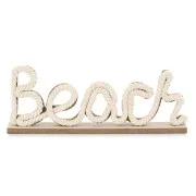 Scritta decorativa BEACH in legno e corda con base (cm 30 x 4 x 10)