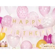 Banner bandierine Rosa con scritta dorata "Happy Birthday"-20