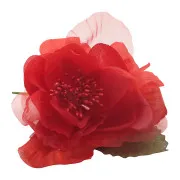 Pick Fiore Peonia grande con pistilli e foglie Colore Rosso-20