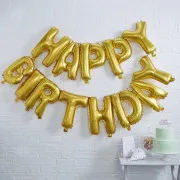 Ghirlanda di palloncini HAPPY BIRTHDAY oro foil Mylar (13 lettere)-20