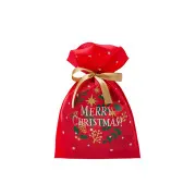 Sacchetto TNT "Merry Christmas" ROSSO con tiranti in rasetto dorato (cm 20x30)