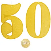 Decorazione da appendere "50" glitter oro (cm 36 x 23)-20