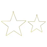 Coppia di stelle da appendere in metallo dorato (cm 20 e 28)